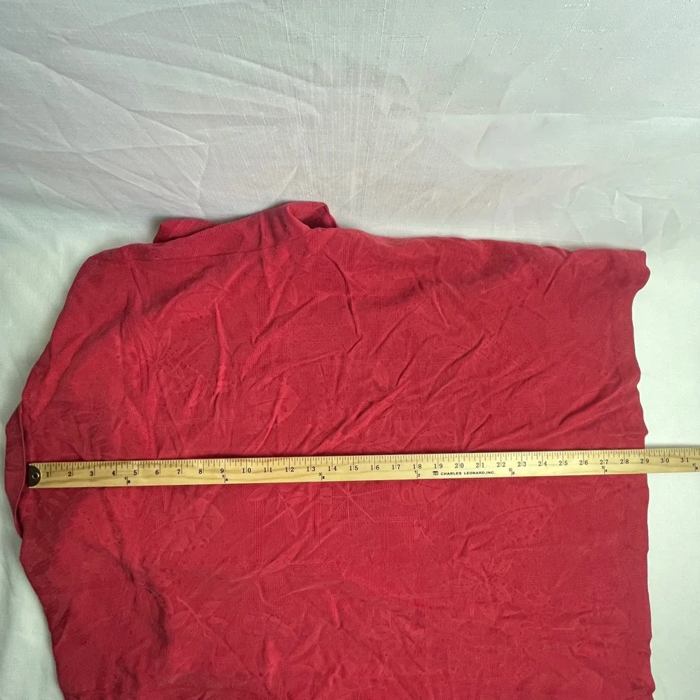 Tommy Bahama Camp Shirt Mens L Red 100% Silk‎ Tropical Jacquard Floral Button Up